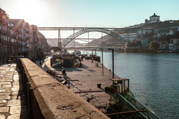 Wall Mural - Porto city near Ribeira over Douro river, Portugal. 