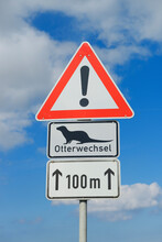 Otter Crossing Sign, Fischland-Darss-Zingst, Mecklenburg-Western Pomerania, Germany