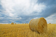 © Designpics - Straw rolls on stubblefield and rain clouds, Hesse, Germany, Europe