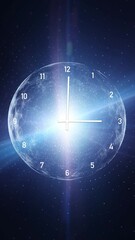 Wall Mural - infinity cosmos time looping clock on a artistic glowing light with sphere, universe science backgro