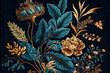 canvas print picture - Florale Elemente Vintage Background Backdrop Cover AI Art Generative AI Digital ART