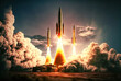 Missile launch, nuclear war concept. Generative AI