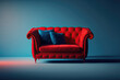 © wernerimages - red couch with pillows in room with blue wall