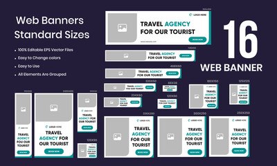 Wall Mural - travel agency web set banner design for social media posts, google ads, and web elements tour bookin