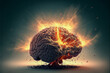 © Haydiddle - Mind is blown with brain exploding in flames and smoke. Created with generative AI.