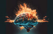 © Haydiddle - Mind is blown with brain exploding in flames and smoke. Created with generative AI.