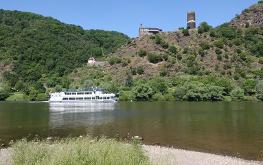 Sticker - Schiff auf der Mosel bei Burgen