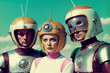 © Haydiddle - Outer space characters in a retro sci-f movie wearing cheesy science fiction costumes with a vintage or retro vibe. Created with generative AI.