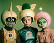 © Haydiddle - Group of television in costume while at studio filming science fiction show. The sci-fi actors could also be on a movie set for space film. Created with generative AI.