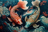 lucky koi fish in the water, 2023 chinese new year and spring festival, poster and greeting card template, May you have abundance every year (nian nian you yu), generative AI