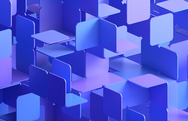 Abstract 3d render, purple and blue geometric design