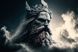 Generative AI digital art of an stoic old king of the sky and thunder, fictional model, no model release, illustration