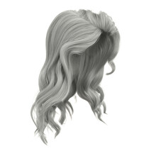 Windblown Long Wavy Hair On Isolated White Background, 3D Illustration, 3D Rendering