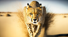 Cheetah Stalking Fro Prey On Savanna, Digital Art	