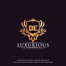 DE Initial Letter Luxury Ornament Gold Monogram Logo Template Vector Art.