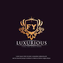 FY Initial Letter Luxury Ornament Gold Monogram Logo Template Vector Art.
