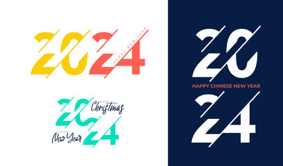 2024 Happy New Year logo text design. 2024 number design template. Design template celebration typography poster, banner, site or greeting card for Happy New Year. Christmas decoration 2024 number