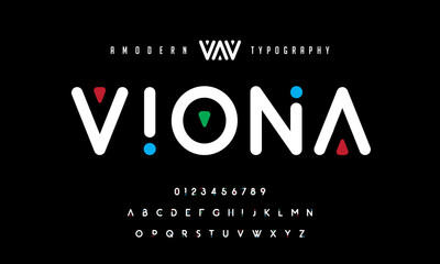 Wall Mural - Viona creative urban sport fashion futuristic font numbers. Modern abstract digital alphabet font. Minimal technology typography.