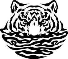 Tiger Head  On The Water 