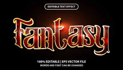 Wall Mural - Fantasy editable text effect template, golden lettering in movie title font style