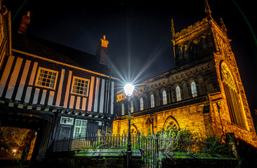 Wall Mural - View of night Leicester, a city in England’s East Midlands region, in Christmas time