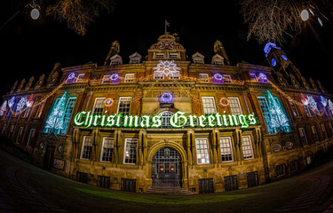 Wall Mural - View of night Leicester, a city in England’s East Midlands region, in Christmas time