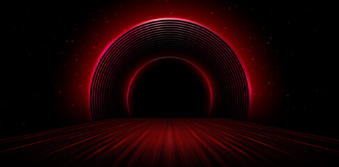 Radial red light through the tunnel glowing in the darkness for print designs templates, Advertising materials, Email Newsletters, Header webs, e commerce signs retail shopping, advertisement business