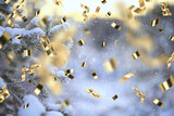 Fototapeta Kawa jest smaczna - christmas confetti holiday background, winter landscape outdoor, new year