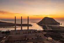 Morro Rock And The Closed Power Plant 