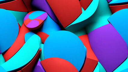 Wall Mural - abstract, modern wallpaper with colorful 3d shapes. add a pop of color to your space with this abstr