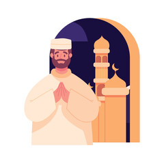 Sticker - praying arab man in Isra Miraj