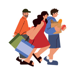 Wall Mural - people with shopping bags