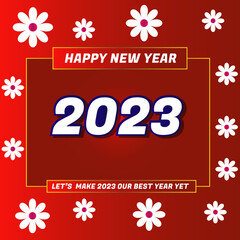 happy new year 2023 wishing quotes social media post red template