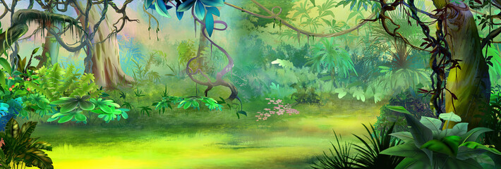 Wall Mural - Rainforest plants illustration