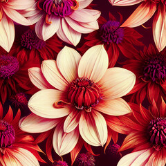 Vintage collage of beautiful flowers. Floral background ,made with Generative AI