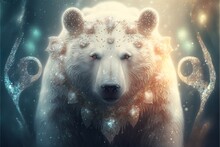 White Wild Animals In A Snowy Environment With Silver Decorations Polar Bear