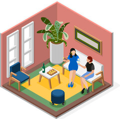 Sticker - Female Friends Isolated Isometric Composition