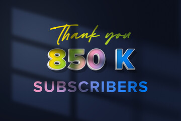 850 K  subscribers celebration greeting banner with 3D Extrude Design