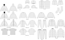 Vector Apparel Mockup Collection. Men's T-shirt Design Template. White Cap Mockup, Realistic Style. Hat Blank Template, Baseball Caps, Vector Illustration Set.