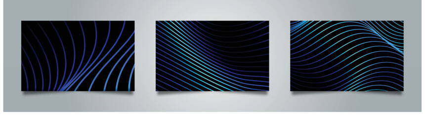 Wall Mural - Vector wave lines surface rhytm metallic flowing dynamic in blue grey black colors isolated on black background for concept of AI technology, digital, communication, science, music poster