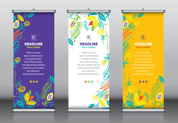 Wall Mural - Roll up banner design template vector, abstract background, modern x-banner, rectangle size