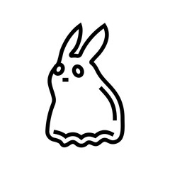 Poster - bunny ghost line icon vector. bunny ghost sign. isolated contour symbol black illustration