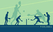 Premium Illustration of pickleball players playing together best for your digital graphic and print