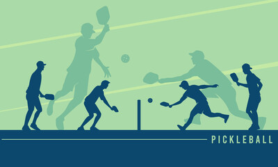 Wall Mural - premium illustration of pickleball players playing together best for your digital graphic and print