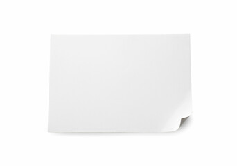 Sticker - Blank paper sheet with turned down corner isolated on white, top view