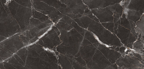 Wall Mural - Black portoro marble stone background with white curly veins. Natural marble texture, hi-gloss premium texture of marble stone for digital slab tiles design, parking and kitchen interior decor.