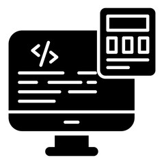 Solid design icon of computer coding 