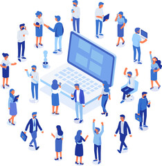 Isomeric office people  set. Office life.  Teamwork illustration. 