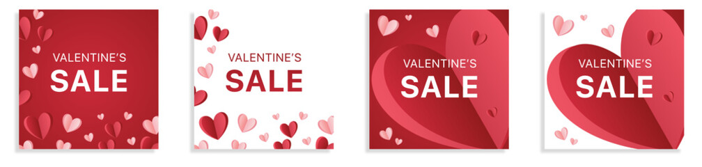 Wall Mural - Valentine's Day holidays square templates. Sales promotion on Valentine's Day. Sale templates for prints, flyers, banners, promotions, special offers and more on transparent background. PNG image