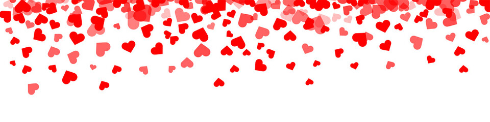 Wall Mural - Love valentine background with red petals of hearts on transparent background. Vector banner, postcard, background.The 14th of February. PNG image